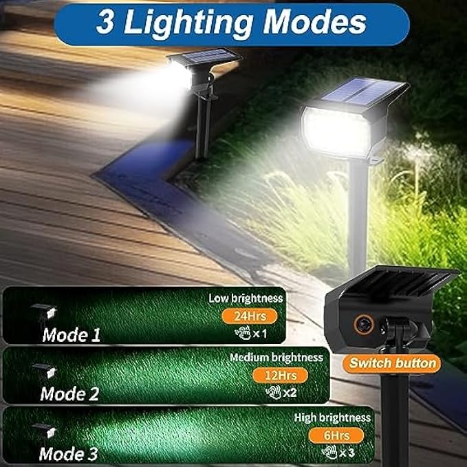 WENATY Solar Spot Lights Outdoor Waterproof IP65, 6 Pack Landscape Spotlights - Image 3