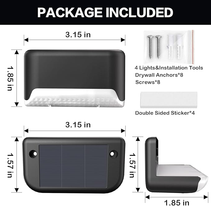 BKBB PPBB Solar Deck Lights Outdoor, Waterproof LED Solar Lights - Image 7