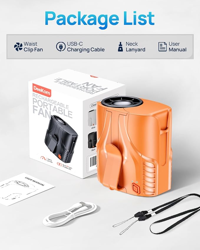 Portable Personal Waist Fan& Neck Fan, 14000RPM Brushless Motor, 40H Runtime - Image 9