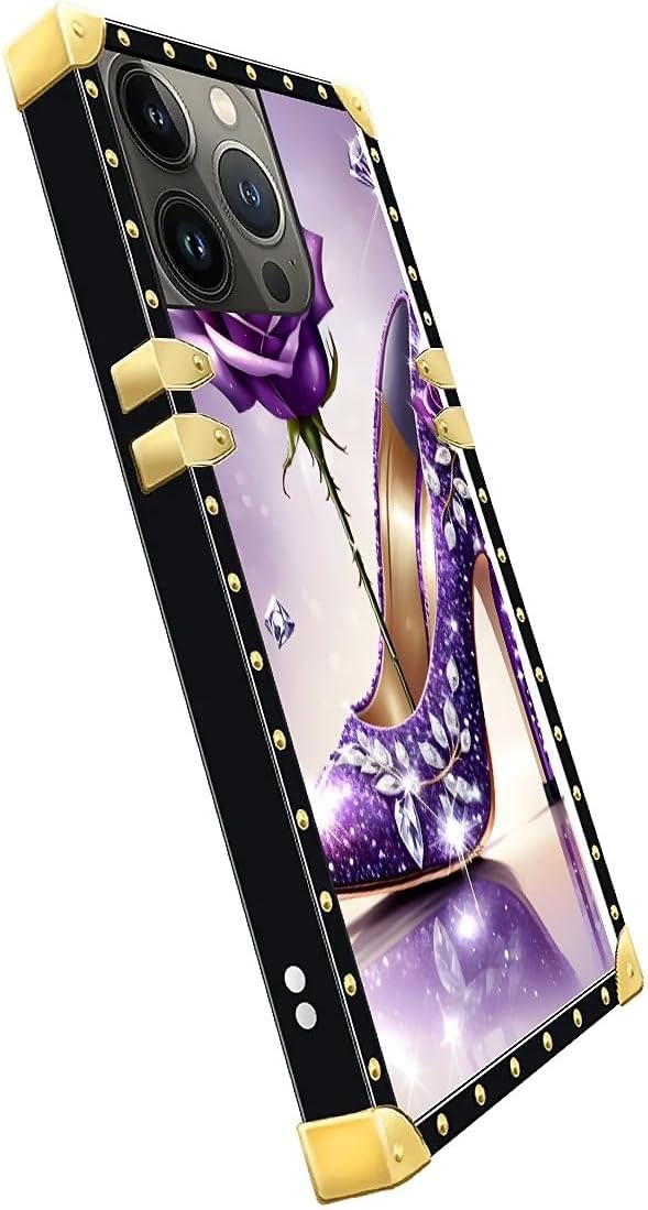 Compatible with iPhone 14 Pro Max Case, High Heeled Purple Diamond Rose Luxury - Image 4
