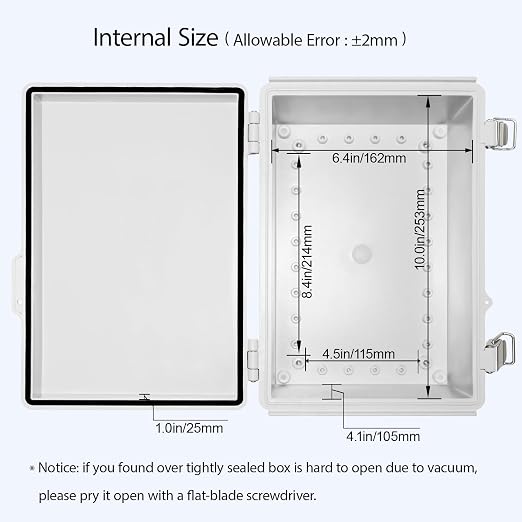 LeMotech Electrical Box, IP67 Waterproof Hinged Cover Stainless Steel Latch - Image 5