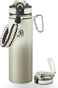 GOSWAG Insulated Sports Water Bottle, 24oz 2 Lids, Stainless Steel Water Bottles by GOSWAG