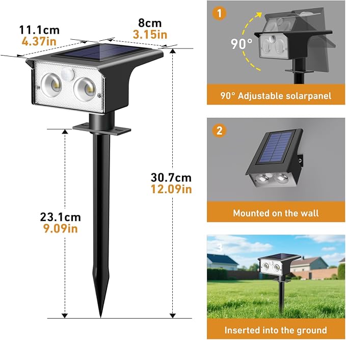 btfarm Solar Spot Lights Outdoor Waterproof, 12 Pack/3 Modes Motion Sensor - Image 6