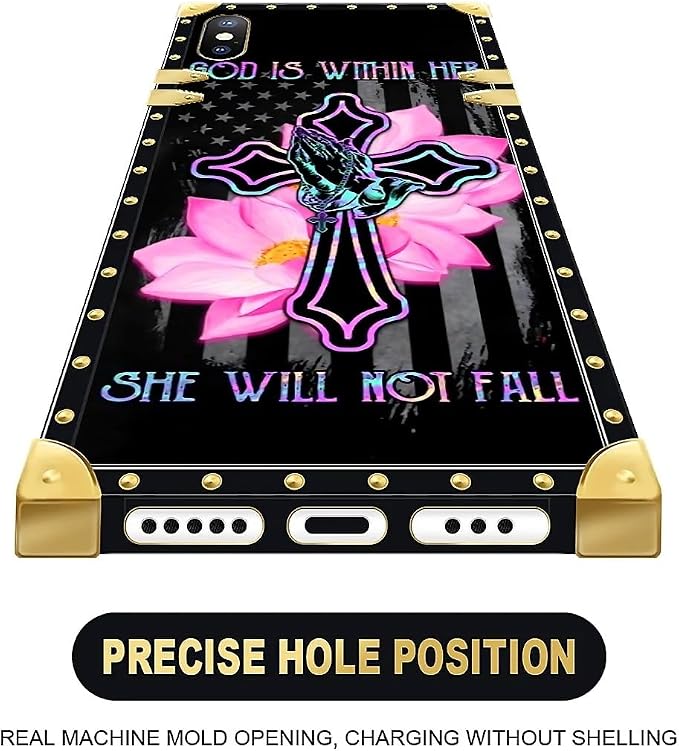 Compatible with iPhone Xs Max Case, Praying Cross Hands Luxury Golden Decoration - Image 5
