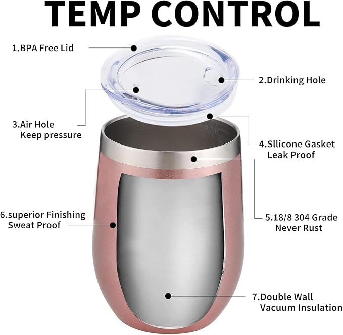 12oz/6 Pack Wine Tumbler Glasses - Image 4