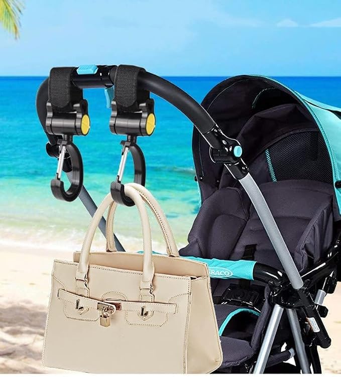 2 Pcs Walker Hook Hanging Multipurpose 360° Rotation Stroller Clip Diaper Bag - Image 7