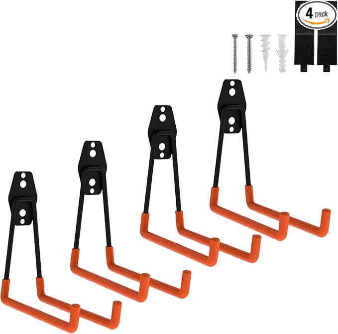 Garage Hooks Heavy Duty, 4 Pack Large Square Steel Garage Storage Hooks by BRCRXW