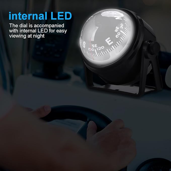 Car Compass Marine Dash Mount, LED Boat Compasses - Image 4