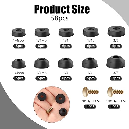 58 Pack Faucet Washer Assortment Kit - Image 5