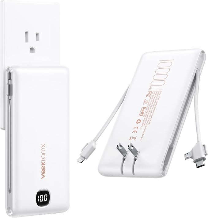 VEEKTOMX Portable Charger with Built in Cables 10000mAh, Power Bank by VEEKTOMX