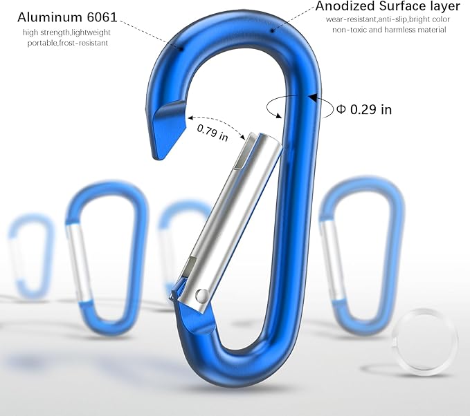 sprookber 3" Aluminum Carabiner D Ring, Caribeener Clips, Spring Snap Hook - Image 4