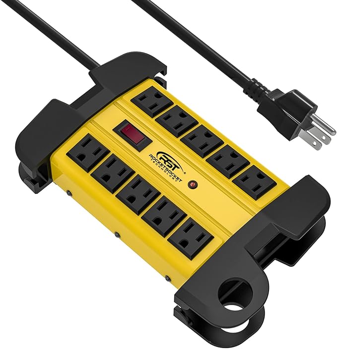 CRST Heavy Duty Surge Protector Power Strip 10-Outlet Metal Industrial Power by CRST
