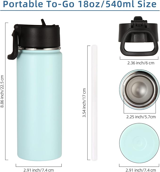 Volhoply 18oz Insulated Water Bottle Bulk 4 Pack, Kids Stainless Steel Water - Image 5