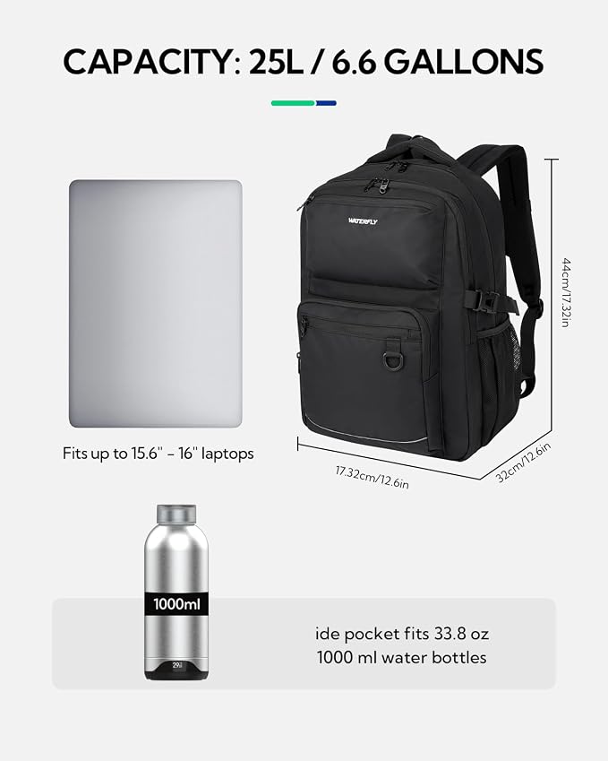 WATERFLY Travel Laptop School Backpack: Big Student College Middle School - Image 4