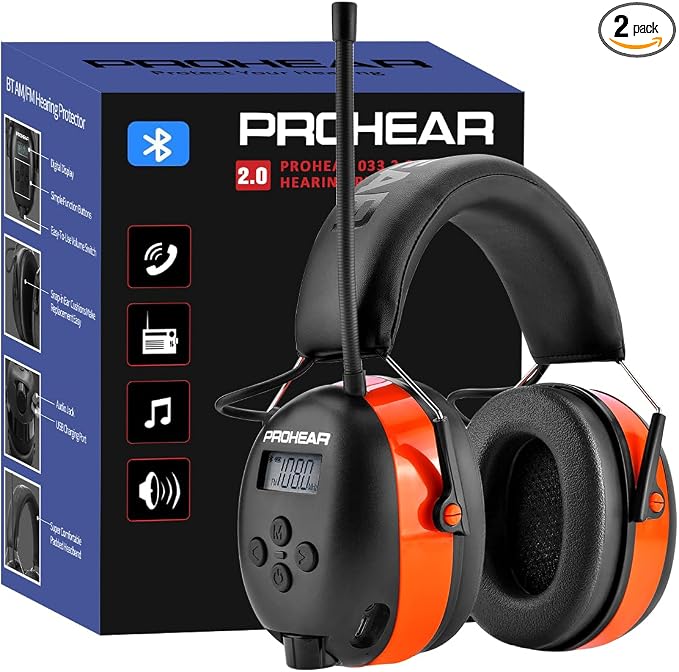 PROHEAR 033 2.0 Upgraded Bluetooth Hearing Protection AM FM Radio Headphones by PROHEAR