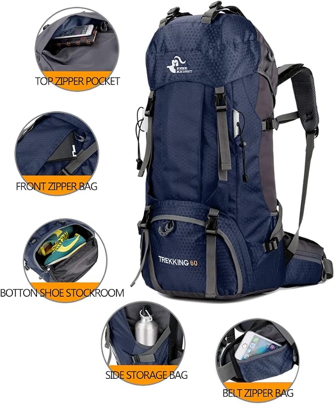 Bseash 60L Waterproof Hiking Camping Backpack - Image 3