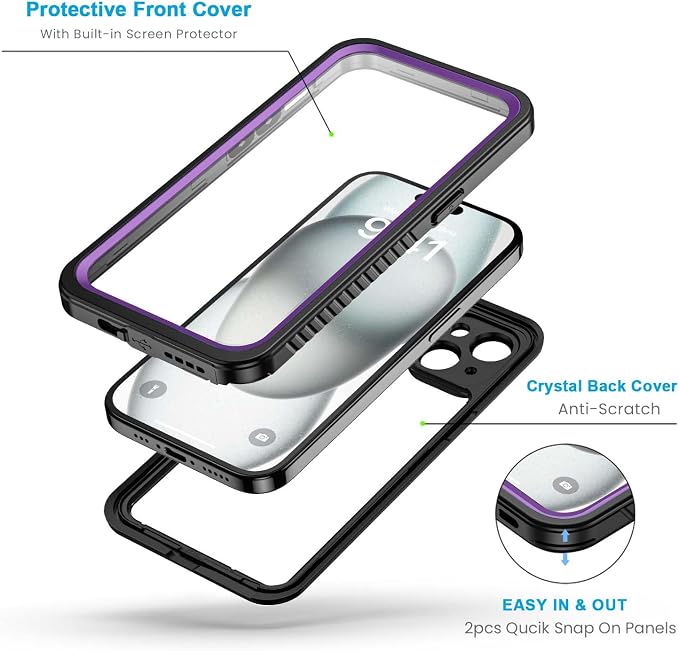 Lanhiem for iPhone 15 Plus Case, IP68 Waterproof Dustproof Shockproof Cases - Image 3