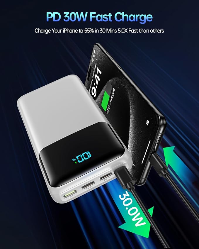 Portable Charger Power Bank 50000mAh, USB-C PD 30W Fast Charging, High Capacity - Image 2