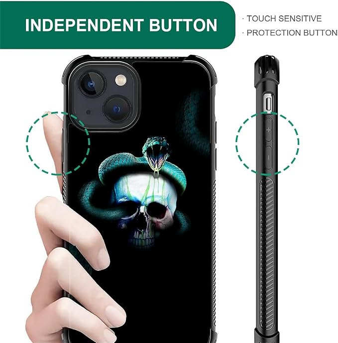 for iPhone 15 Case, Skeleton Winding Snake Pattern Graphic Design Girl Boy Soft - Image 2