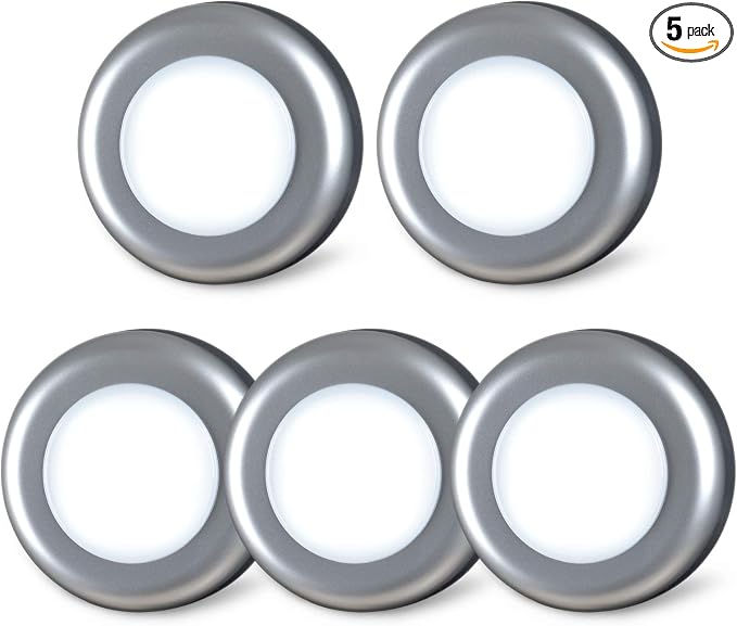 STAR-SPANGLED 5 Pack 2.8” Push Tap Lights, Stick on Touch Puck Lights AAA by STAR-SPANGLED