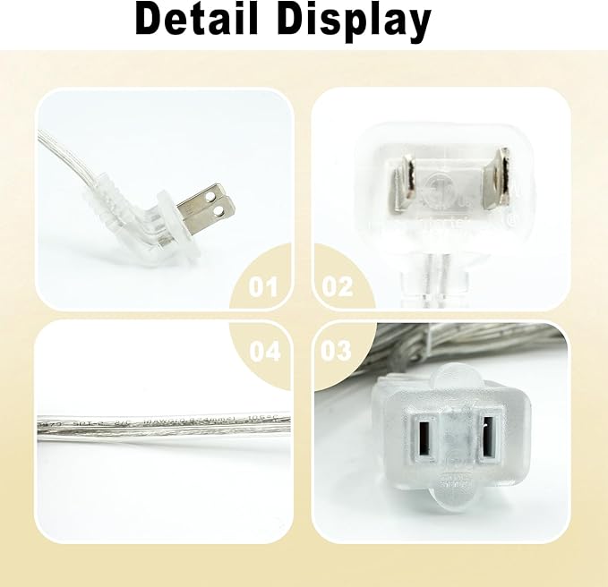 25FT Clear Extension Cord, Indoor Thin and Slim Extension Cord, 18AWG lamp Cords - Image 3