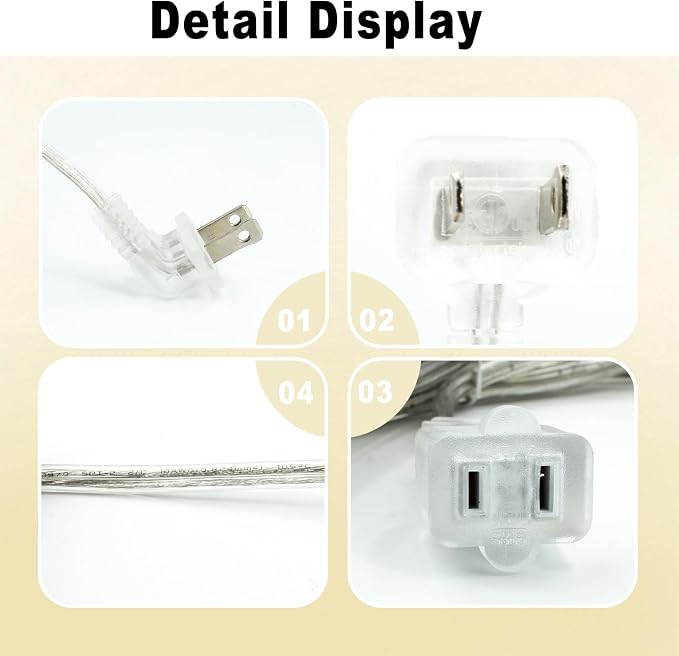 Clear Extension Cord 15 FT, Indoo/Outdoor 2 Prong Extension Cord - Image 5