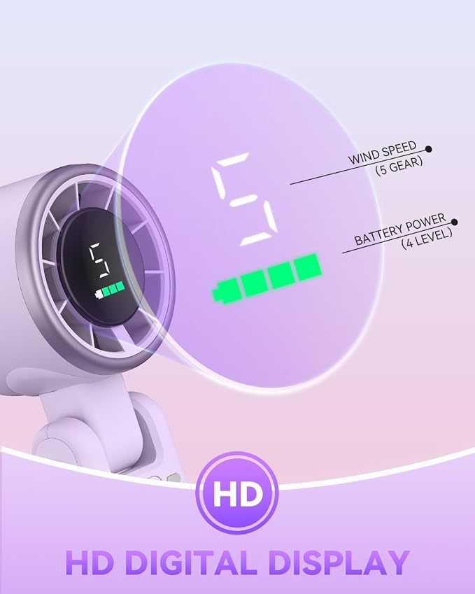 PlayHot Portable Handheld Turbo Fan, 5-Speed Personal Fans, 5000mAh - Image 7