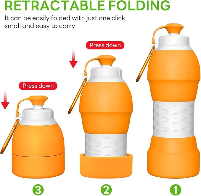 Collapsible Lightweight 20oz Water Bottle, Food-Grade Silicone BPA Free - Image 5