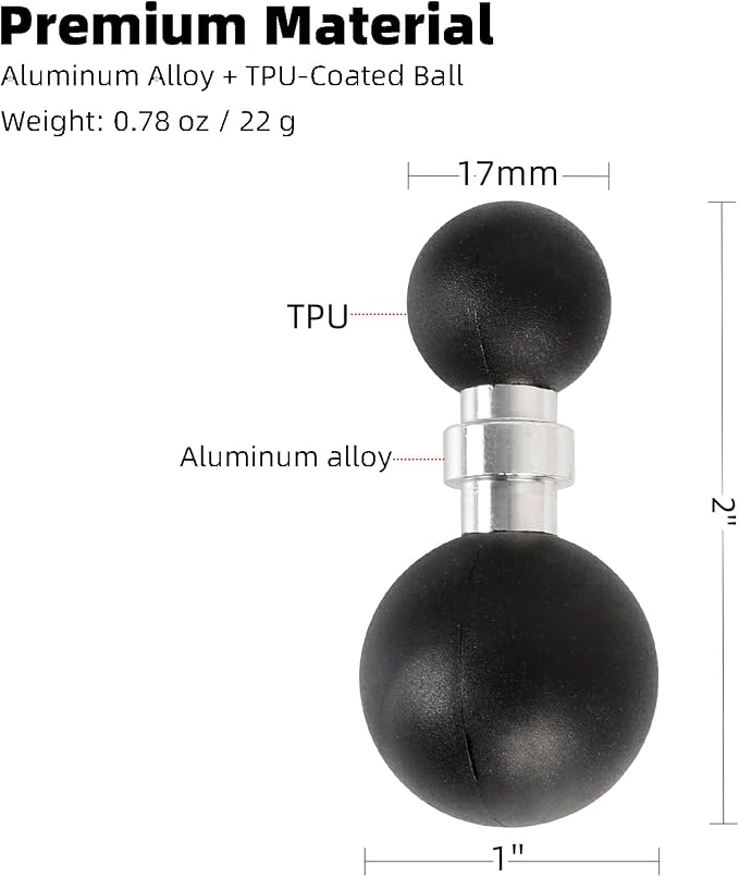 1" to 17mm Ball Adapter, Compatible - Image 2