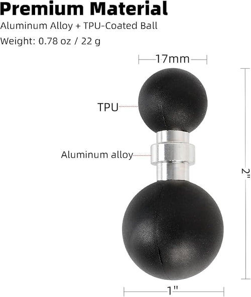 1" to 17mm Ball Adapter, Compatible - Image 2