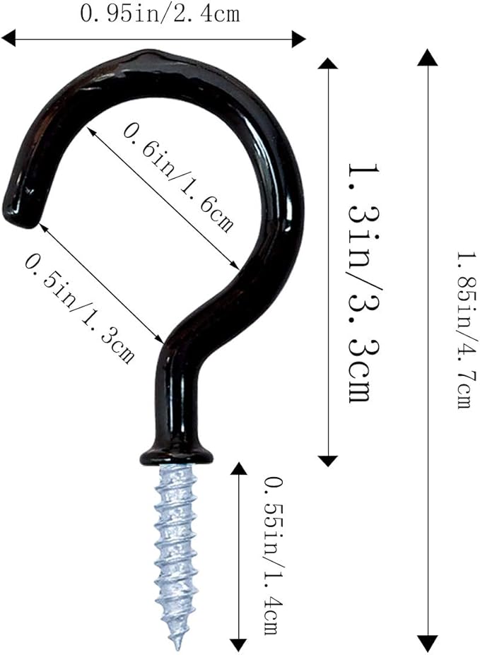 12 Pack Vinyl Coated Ceiling Hooks, Screw-in Mug Hooks - Image 3