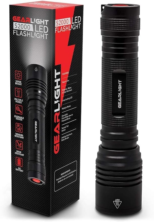 LED Flashlight High Lumens, Tactical Flashlight Battery Powered, Bright by GearLight
