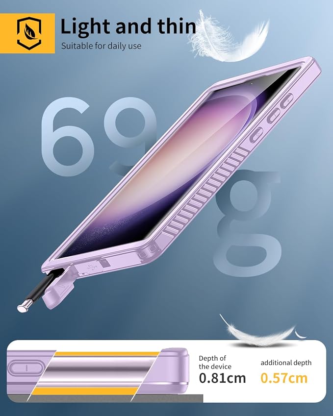 Lanhiem for Samsung Galaxy S23 Ultra Case, IP68 Waterproof Dustproof Case - Image 6