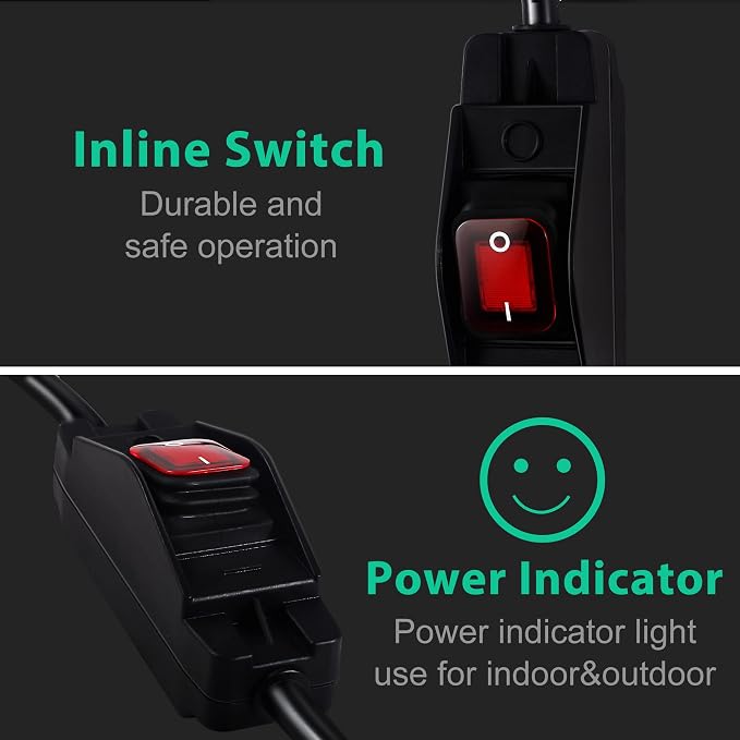 Extension Cord with Switch On/Off Waterproof Switch 10Ft No Plugging and - Image 6