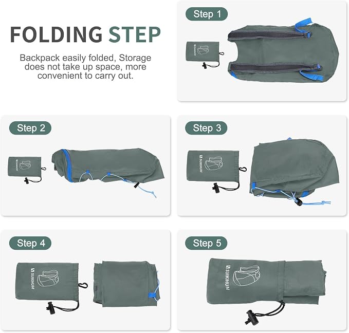 20L Hiking-Daypack Lightweight Foldable Travel Packable Backpack - Image 7