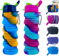 Collapsible Silicone Water Bottles 2 Pack - 500ml Portable Expandable Sport by konlongzan