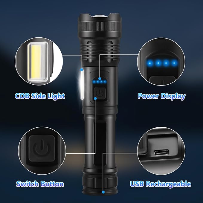 IkeeRuic 7Mode Flashlights High Lumens Rechargeable, LED Flashlight Rechargeable - Image 4