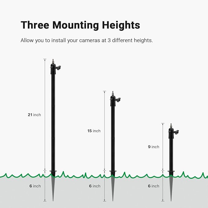 Holicfun Security Camera Ground Stake, Heavy Duty Stand Mount - Image 2
