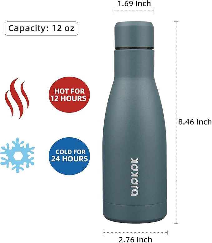 BJPKPK 12oz Water Bottles Stainless Steel Double Wall Vacuum Insulated Small - Image 2