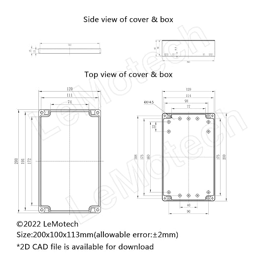 LeMotech Project Box ABS Plastic Junction Box IP65 Waterproof Hobby Box - Image 8