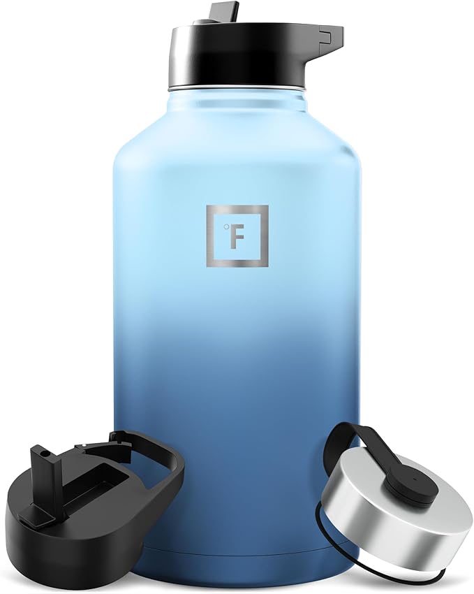 IRON °FLASK Camping & Hiking Hydration Flask - 64 oz Blue Waves by IronFlask