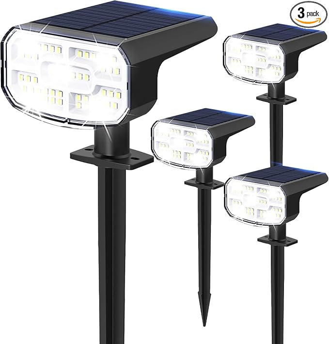Solar Lights Outdoor Waterproof IP65, Super Bright LED, 6500K 2 Lighting Modes by JEJOT