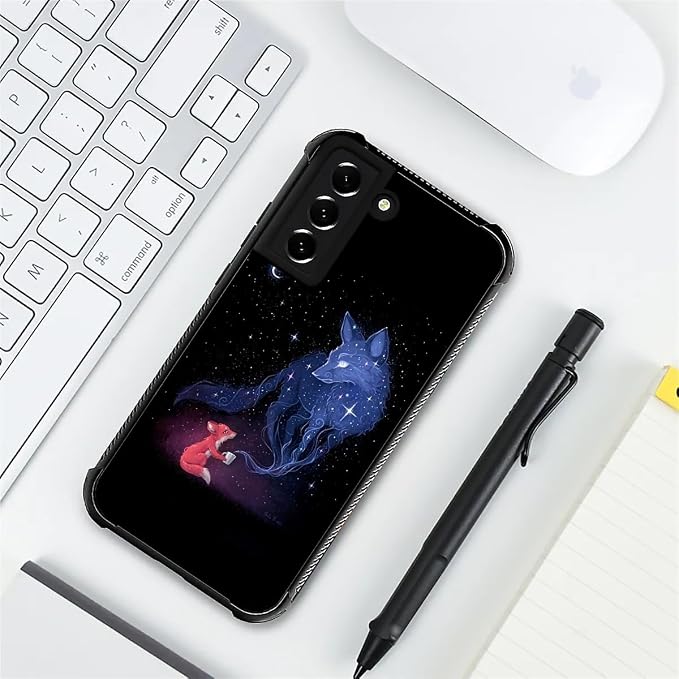 for Samsung Galaxy S21 Case, Galaxy Fox Wolf Pattern Graphic Design Girl Boy - Image 7