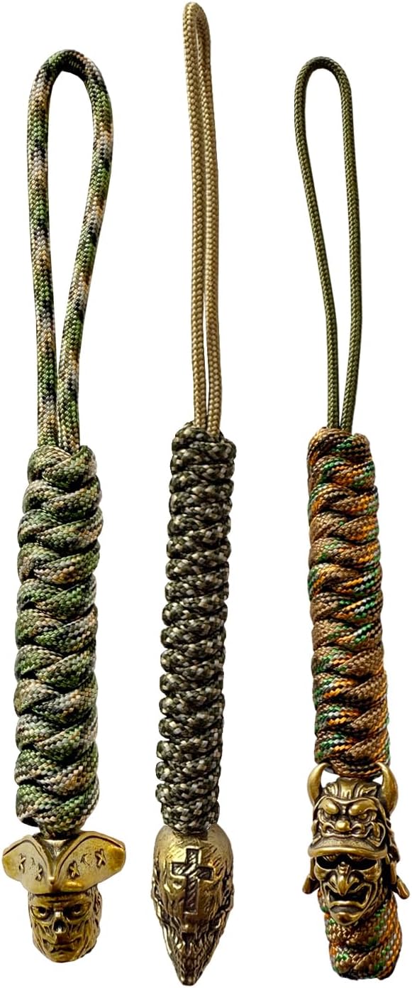 Handmade Lanyards with Brass Beads – Paracord 550 Survival Gear Leash by Unknown