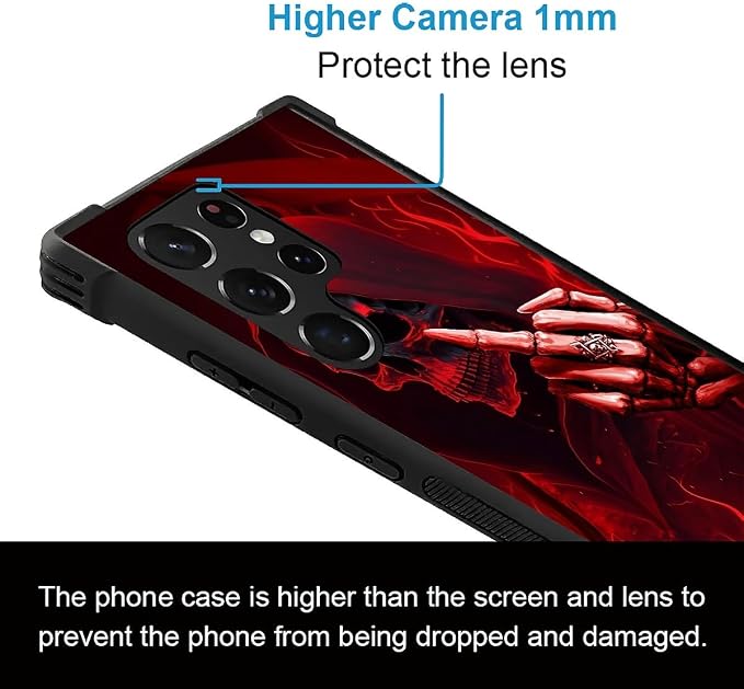 for Samsung Galaxy S22 Ultra Case, Gestures Funny Skull Pattern Graphic Design - Image 3