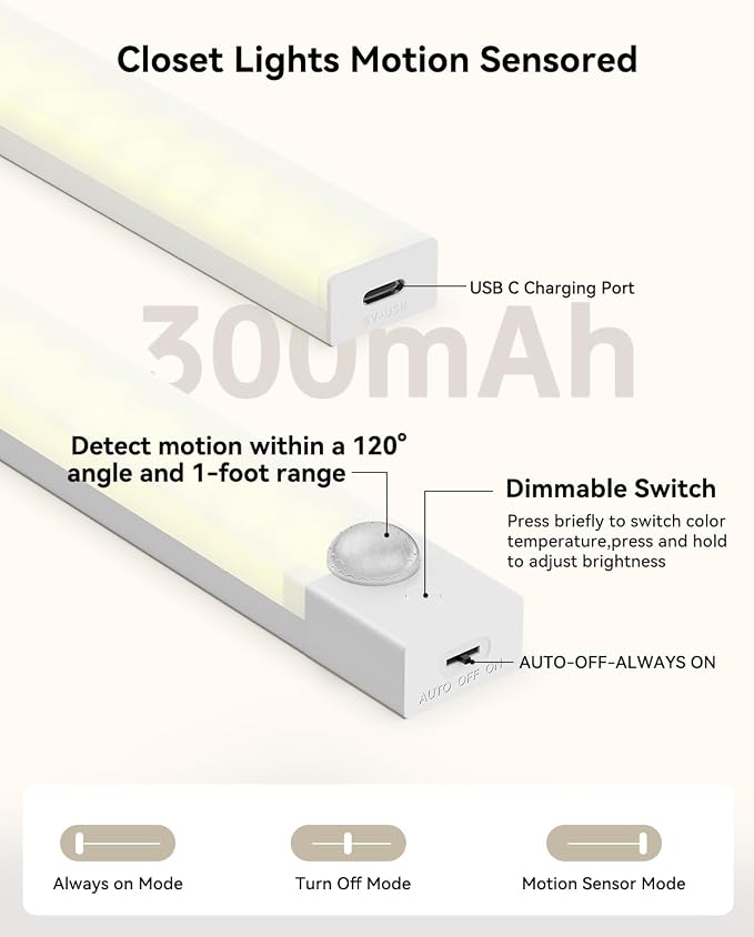Under Cabinet Lighting 4 Inches Rechargeable Motion Sensor Light Indoor - Image 8