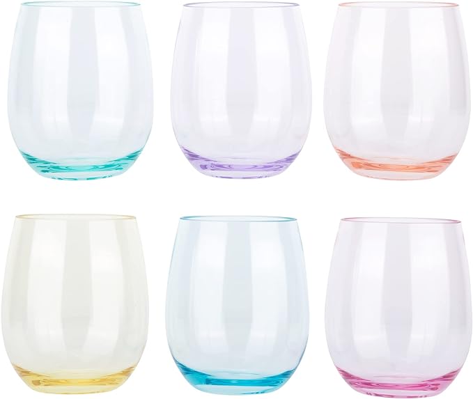KOXIN-KARLU Classic 18-ounce Acrylic Stemless Wine Glasses, Unbreakable Mixed by KOXIN-KARLU