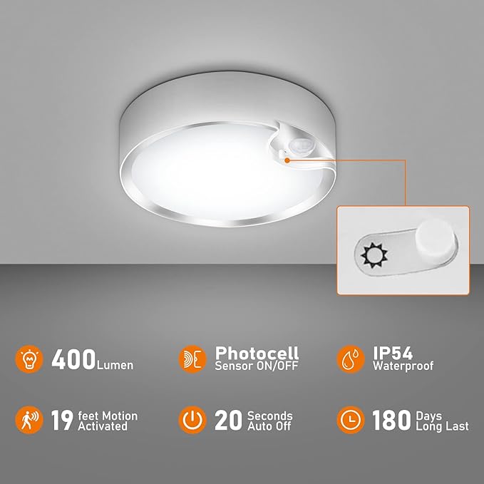 TOOWELL Motion Sensor Ceiling Light Battery Operated Indoor LED Ceiling Lights - Image 3