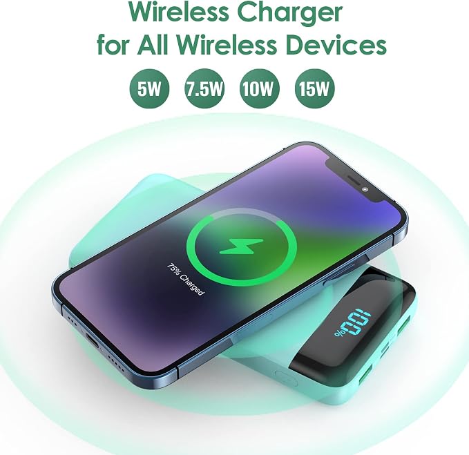 Wireless Portable Charger 30, 15W Wireless Charging USB C Power Bank, 25W PD QC - Image 2