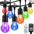 96FT Solar Outdoor String Lights, 30 Shatterproof Edison Bulbs, Dimmable Color by IPStank